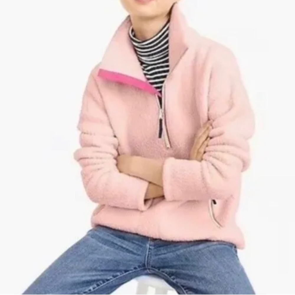 J. Crew Blush Pink Plush Polartec Fleece 1/2 Zip Pullover Medium